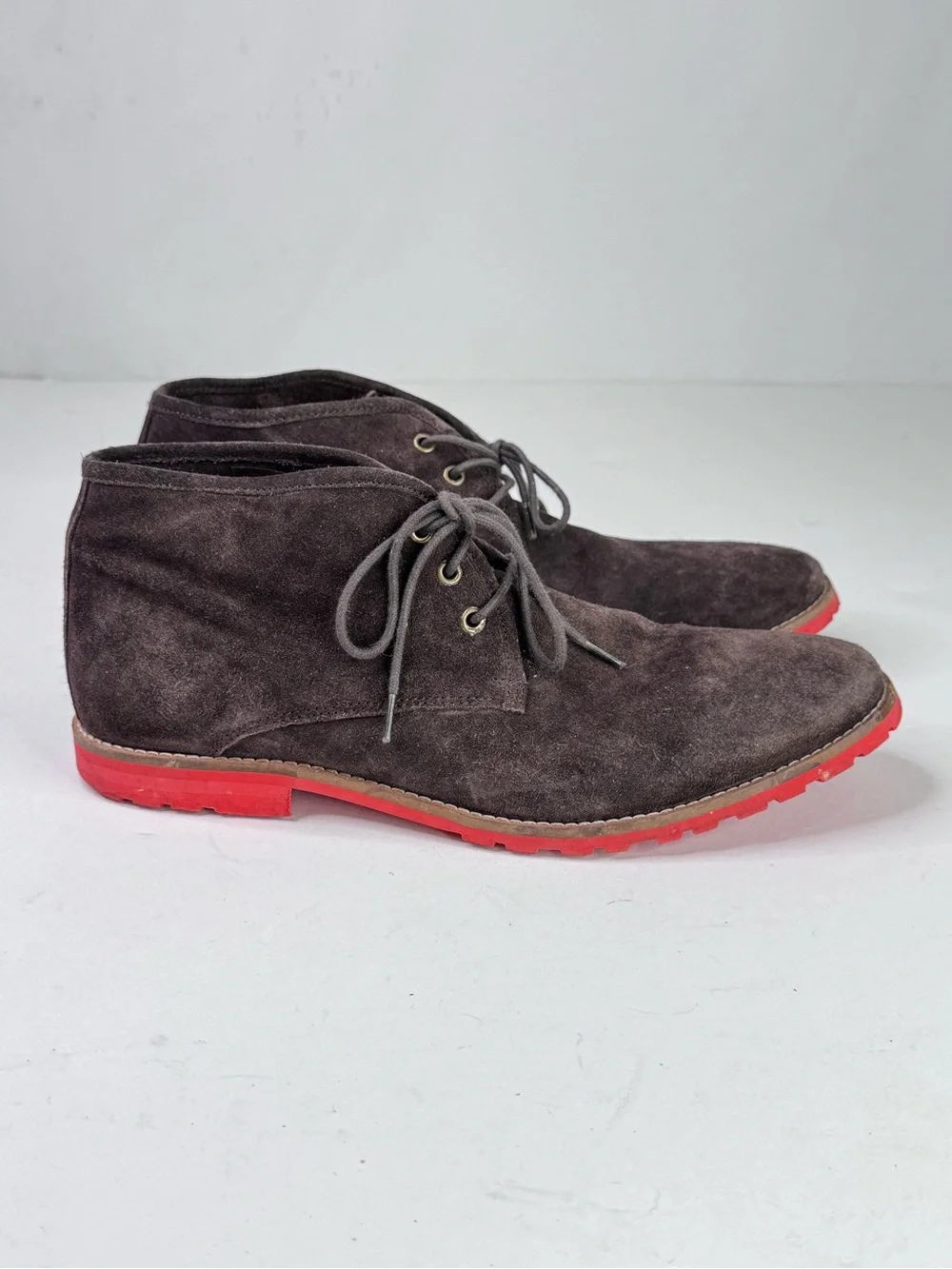 Kurt Geiger Dark Brown Suede Chukka Boots with Red Sole
